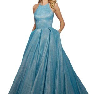 Sherri Hill 52964 Prom Dress Aqua Silver Size 0
